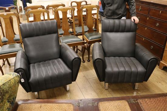 A pair of 1970s French armchairs with chrome underframes